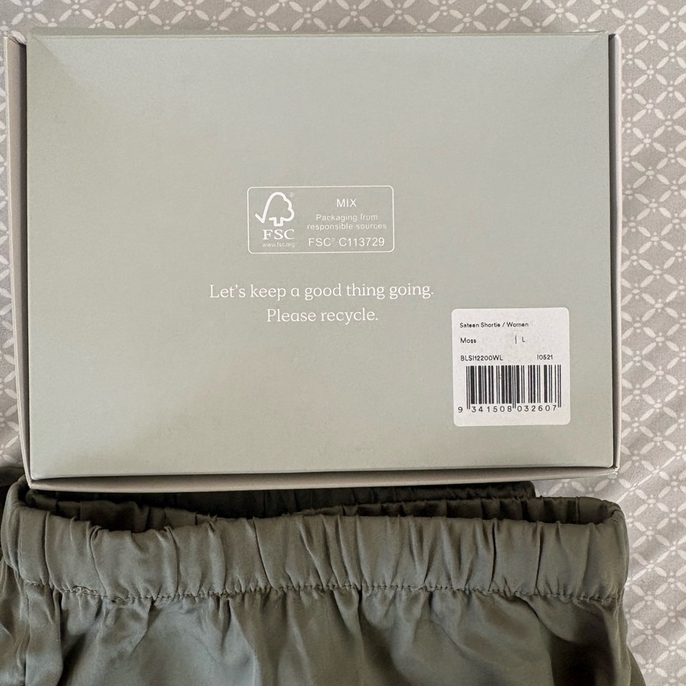 New Large Ettitude Green Sateen Pajama Lounge Shorts Bamboo - Picture 10 of 13